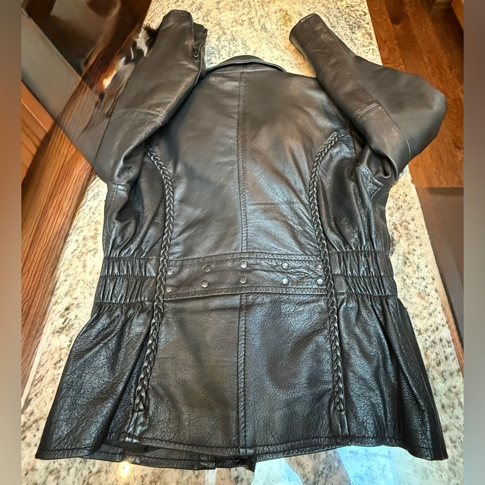 Allstate Leather Black Motorcycle Riding Jacket. Size Small. EUC. Zip out liner. - Picture 4 of 14